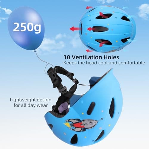 AUMENTAR Kids Bike Helmet with Built-in Sun Visor - 360° Adjustable Youth & Toddler Safety Gear for Cycling, Skating & Scooters - 3 Sizes for Ages 1-2-3-5-8-14 Years Child Infant Boys Girls XS - Thumbnail 4