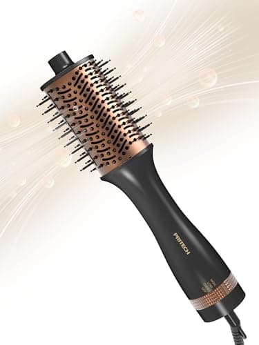 PRITECH One-Step Volumizer Hair Dryer Brush, 1200W Ionic Hot Air Styler, Anti-Frizz Blowout for Daily Drying Straightening Shiny Hair, All Hair Types & Lengths(Black Gold) - Image 1