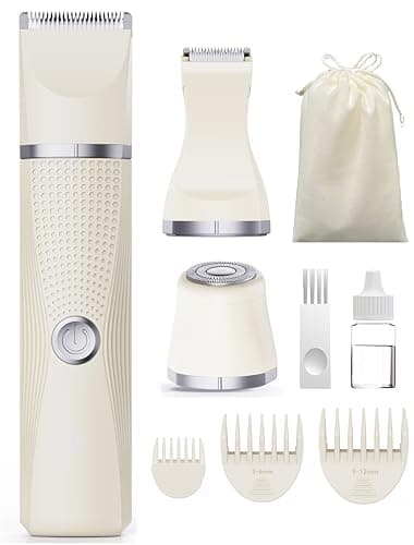 unibono 3-in-1 Electric Razor for Women - Waterproof Bikini Trimmer,Rechargeable Electric Shaver for Lady,Pubic Hair Trimmer Women,Personal Trimmer Groomer for Body Hair (Cream, LY) - Image 1