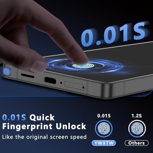 YWXTW 2 Pack Matte Screen Protector for Samsung Galaxy S26 + 1 Set Camera Lens Protector, [Smooth as Silk] [Fingerprint Unlocking] Anti Glare Anti Fingerprint Tempered Glass Screen - Thumbnail 2
