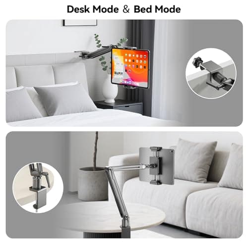 Portable Monitor Stand Desk Holder- Large Clamp support up to 12.9 14.6 15.6 18.5 inch 360° Rotating Base Swivel Tall Desk Arm Mount for iPad Pro/Mini/Air/Surface Strong Bearing Weight over 5.5lbs - Thumbnail 4