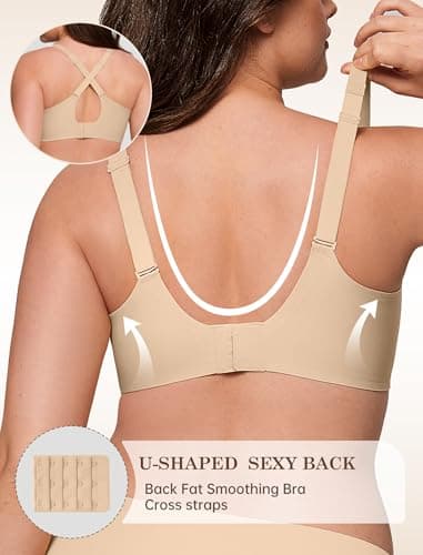 LetsJoli Lace V Wireless Seamless Bras for Women No Underwire Bralettes Push Up Supportive Full Coverage Everyday Bras - Thumbnail 3