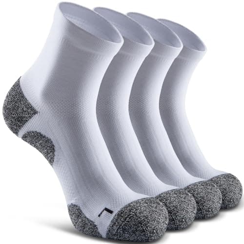 SITOISBE Quarter Compression Socks for Men Women, Cushioned Running Hiking Socks, Medium, White (4 Pairs) - Image 1
