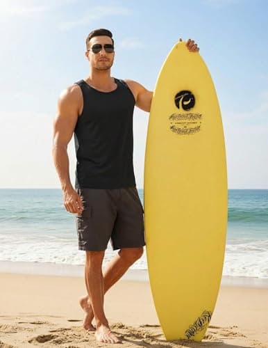 PINSPARK Mens Tank Tops Summer Quick Dry Athletic Sleeveless Shirts UPF 50+ Gym Workout Running Beach Muscle Tee Breathable Black - Thumbnail 2