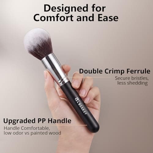 BEAKEY Makeup Brushes Set, Professional Foundation Eyeshadow Concealer Blush Powder Bronzer Applicator, 2 Blender Sponge with Beauty Paper Case - Thumbnail 5