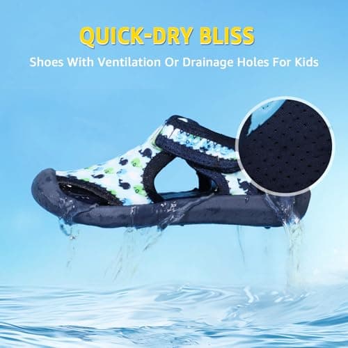 STQ Boys Girls Water Shoes Cute Beach Swim Pool Water Park for Toddler Little Kid Light Blue Whale 5 M US Toddler - Thumbnail 3