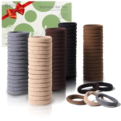 Bessrung 100 Pcs Thick Seamless Brown Hair Ties, Ponytail Holders Hair Accessories for Women Girls No Damage for Thick Hair Daily Use(Natural Colors) - Image 1