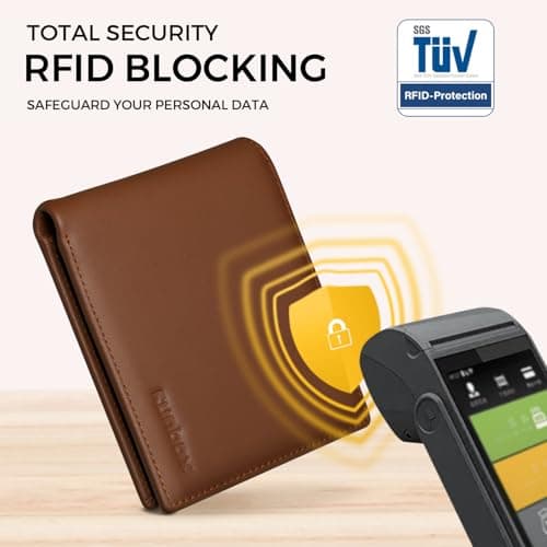 Genuine Leather Wallet for Men 12 Cards Mens Wallet Bifold Rfid Blocking with 2 ID Windows Card Holder Wallet with Gift Box - Thumbnail 5