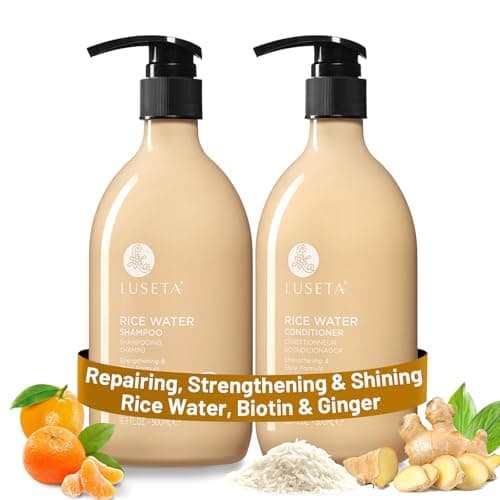 Luseta Rice Water Shampoo and conditioner Set Strengthening & Nourishing Revitalizes Shine for All Hair Types Hydrating & Frizz Control for Women and Men 16.9oz*2 - Image 1