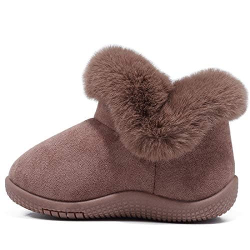 KEESKY Snow Boots for Baby Boys Toddler Size 6 M Suede Fur Lined Winter Warm Kids Footwear Shoes - Thumbnail 2