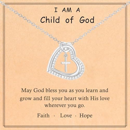 GLEZZA First Communion Gifts for Teens,Cross Necklace for Daughter Baptism First Communion Confirmation Graduation Easter Jewelry Gifts for Daughter Granddaughter Niece - Image 1