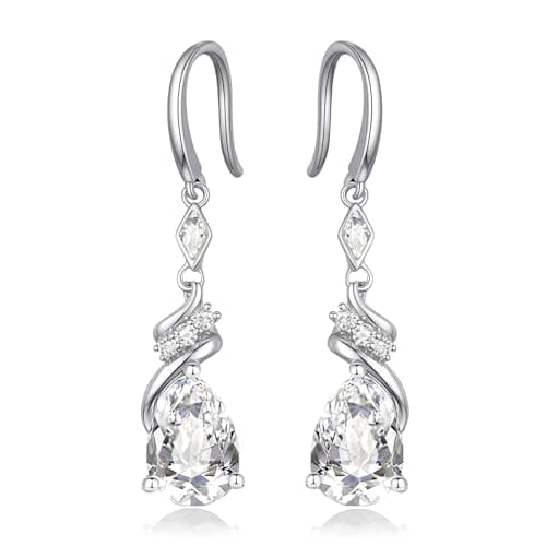 Sterling Silver Earring For Woman -Teardrop Birthstone Earring Jewelry Birthday Gifts for Women,Girlfriend,Wife,Mom - Graduation, Friendship,Birthday, Anniversary (04-Cubic Zirconia) - Image 1