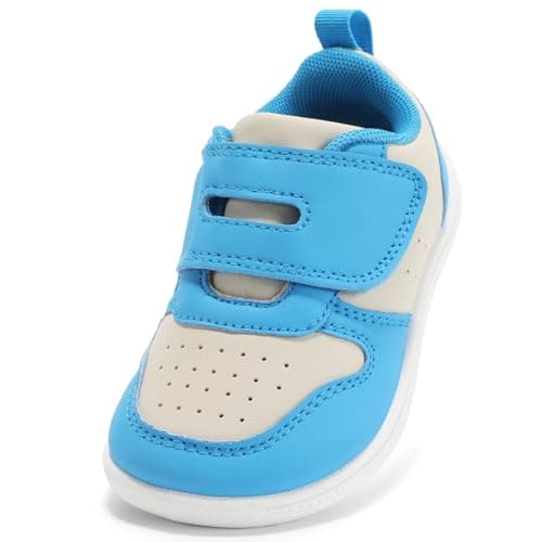 STQ KIDS Toddler Shoes Boys Wide Toe Box Barefoot Shoes Lightweight Girls Sneakers Zero Drop Preschool Kids First Walking Running Tennis Shoe Daycare School Blue Toddler Size 6 - Image 1