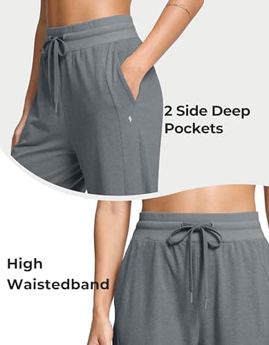 Soothfeel Women's Cotton Sweatpants Lounge Sweat Pants High Waisted Open Bottom Casual Yoga Pants for Women with Pockets, Dark_Grey, S - Thumbnail 5