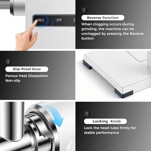 Kourice White Electric Meat Grinder – 4 Lbs/Min High-Speed Meat Mincer & Sausage Stuffer for Home Kitchen, Auto-Reverse, 2 Blades, 3 Grinding Plates & Kubbe Kit - Thumbnail 4