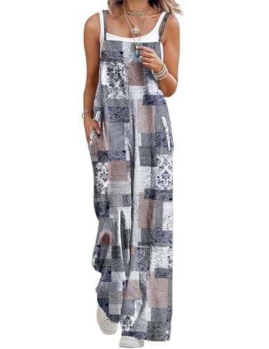 BOHOWE Plus Size Long Pant Rompers for Women Loose Casual Wide Leg Overalls One Piece Sleeveless Maternity Jumpsuit with Adjustable Straps & Pockets 2026 Fashion Outfit S HPZ FL2FZ - Image 1