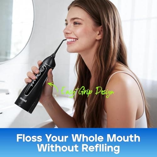 Nicwell Water Dental Flosser Pick for Teeth: 4 Modes 300ml Cordless Portable Rechargeable Oral Irrigator IPX7 Waterproof Cleaner Pik Deep Cleaning Flossing Pic Machine for Home Travel - Thumbnail 3