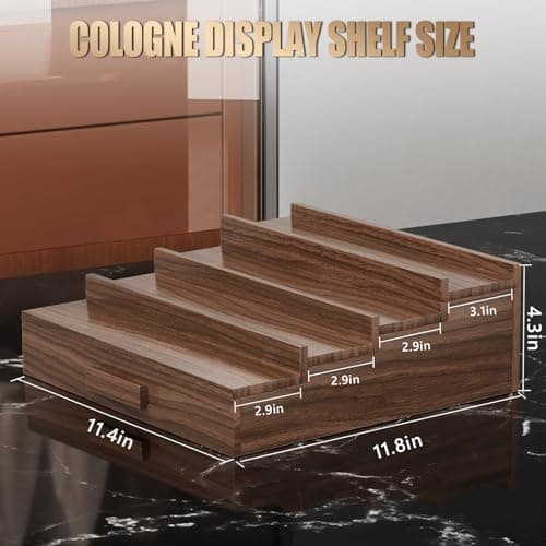 Gernshe Solid Walnut Cologne Organizer for Men,Cologne Stand,4 Tier Wooden Cologne Holder Shelf Display,Perfume Stand Organizer with Drawer Storage and Hidden Compartment,Gift for Men Dad Husband - Thumbnail 4