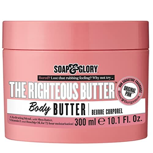 Soap & Glory The Righteous Body Butter - Hydrating Body Moisturizer for Dry Skin with Shea Butter, Vitamin E & Aloe Vera - Rich Lotion for Women - Vegan & Cruelty Free (10.1 fl oz) - Image 1
