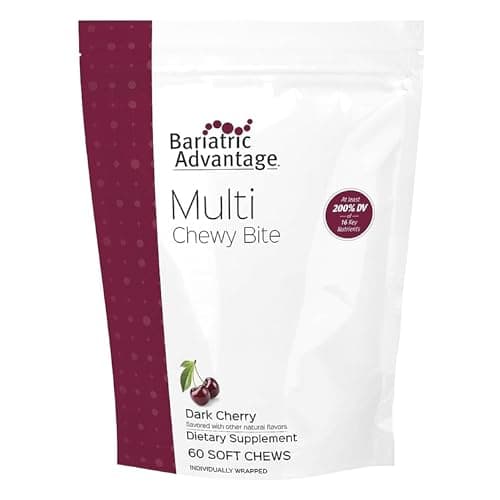 Bariatric Advantage Multi Chewy Bite - Soft Chew Multivitamin for Bariatric Surgery Patients - Chewable Multivitamin with Folic Acid, Vitamin D3 & More - Dark Cherry Flavor - 60 Count - Image 1