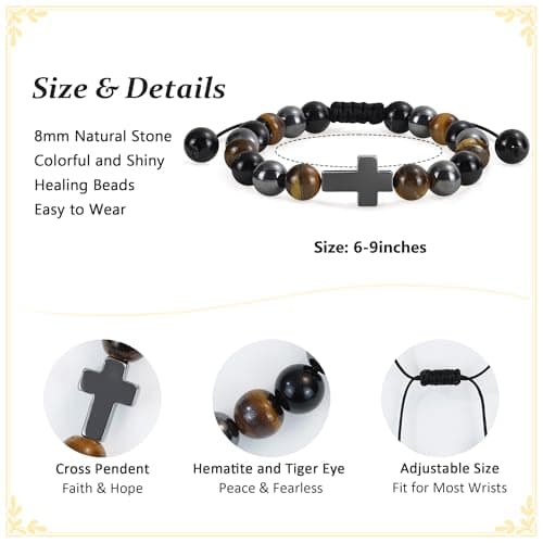 BAYLAY Gifts for Teen Teenage Boys, Cross Bracelet for Kids Grandkids Easter Christian Religious Baptism Birthday Gifts for Teens Boy Trendy Stuff Easter Essentials Basket Stuffers Fillers for Boys - Thumbnail 5