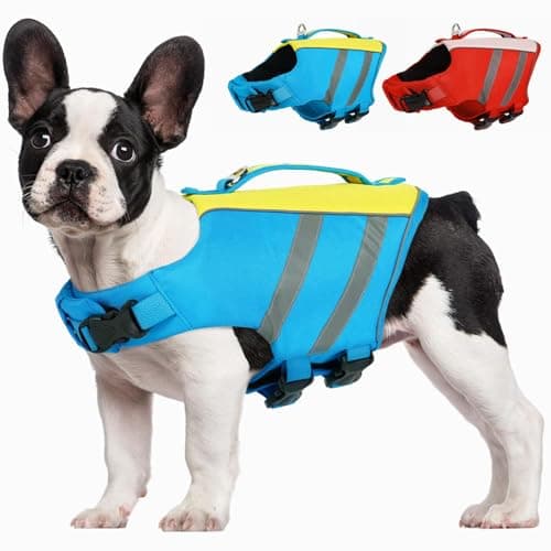 Kuoser Dog Life Jacket, High Flotation Dog Life Vest for Swimming & Boating, Adjustable Dogs Swim Vest with Rescue Handle, XS-XXL Reflective High Visibility Lifejacket for Small Medium Large Dogs - Image 1