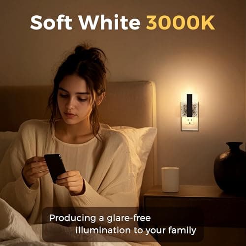 L LOHAS LED Night Lights Plug Into Wall, Night Light with Dusk-to-Dawn Sensor, Dimmable Decorative LED Nightlights, 0-100LM 3000K Adjustable Brightness for Bathroom, Hallway, Bedroom,Stairway - Thumbnail 6