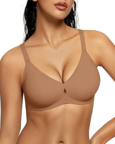 LetsJoli Wireless Pushup Bra for Women No Underwire Seamless Supportive Bralettes Fall Outfits Bra for Women 2025(Coffee,XL) - Image 1