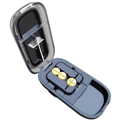 Pill Cutter for Cutting Multiple Pills, 1/2 1/4 Tablet Splitter for Large, Small and Tiny Pills, with Centering Device, Improved Sharp Blade, Storage Organizer (Black) - Image 1