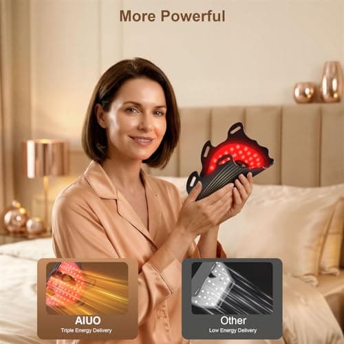 AIUO Red Light Therapy for Face, Led Face Mask Light Therapy with Rechargeable Remote, LED Face Mask Light Therapy at Home, Comfortable Red Light Therapy Mask, Black - Thumbnail 5