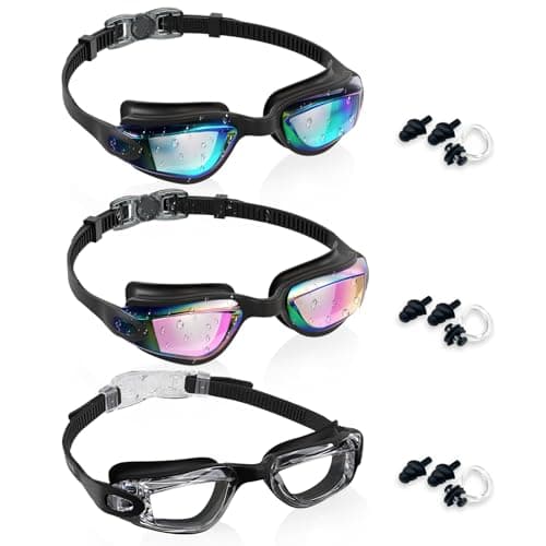 Aegend Swim Goggles 3 Pack Swimming Goggles for Kids & Youth Age 3-14 (Aqua & A-bright Rose & Clear Black)