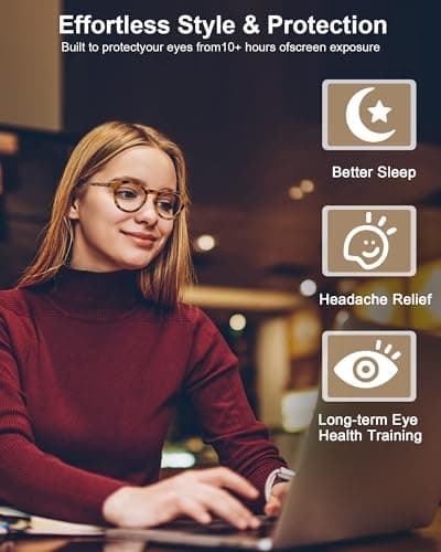 Bossace 2 Pack Round Blue Light Glasses for Women, TR90 Computer Glasses with Spring Hinge for All-Day Comfort, Anti UV Glare & Eyestrain - Thumbnail 5