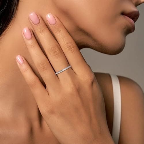 Silver Rings For Women, 18k White Gold Plating And Featuring Round Cubic Zirconia (Cz) Stones, These Stackable Rings Make Exquisite Thoughtful Gifts Special Occasions Such As Birthdays And Weddings - Thumbnail 2