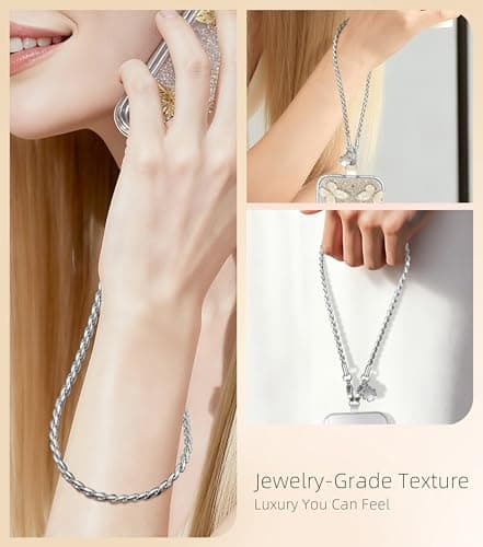 ROCONTRIP Metal Phone Lanyard with Gold Chain Detachable Phone Chain Wristlet with 2 Tether Tabs Universal iPhone Wrist Strap Premium Metal Buckles,Non-Rust,Unbreak iPhone Wristlet For Travel Shopping - Thumbnail 6