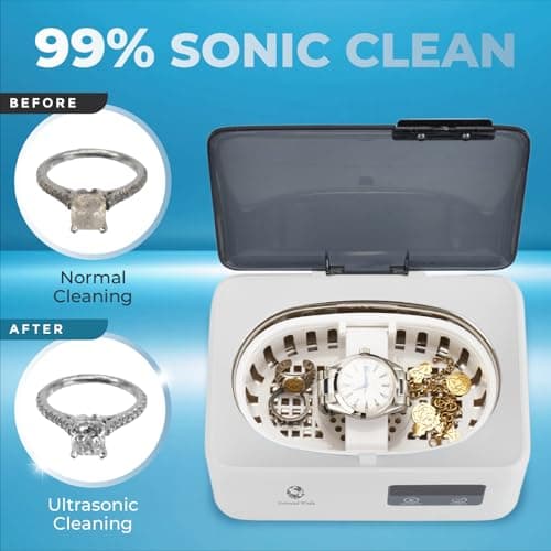 Ultrasonic Jewelry Cleaner 45KHz, 20oz Ultrasonic Cleaner with Cleaning Basket, 304 Stainless Steel Tank & 5 Modes, Ultrasonic Cleaner Machine for Jewelry, Glasses, Retainer, Watch Straps, Denture - Thumbnail 3