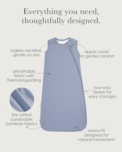 Cuddlebamboo Sleep Sack 1.0 TOG, Bamboo Viscose Baby Wearable Blanket, Sleeveless Sleep Sack 2-Way Zipper Baby Sleeping Bag, 0-3 Months (Whale) - Thumbnail 2