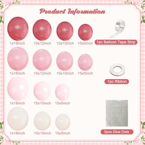 Dusty Pink Balloon Arch Kit 124Pcs Pink and White Balloon Arch Garland Kit Include Macaron Light Pink Sand White Balloons for Baby Shower Bridal Shower Wedding Birthday Party Decorations - Thumbnail 6