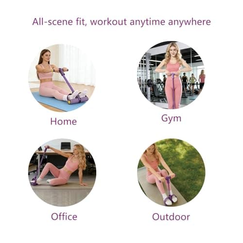 Pedal Resistance Band with Handles, 8-Tube Foot Exercise Band for Home Workout, Full Body Fitness Pull Rope for Abs, Arms, Legs, Non-Slip Foam Grips - Thumbnail 6