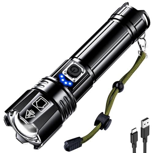 AKNEAR Rechargeable LED Flashlight 99000 High Lumens, Super Bright Flashlights with Zoomable & USB C Rechargeable & 5 Light Mode & IPX-7 Waterproof, Powerful Flash Light for Home, Hiking, Camping