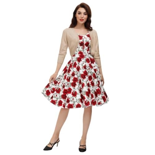 Belle Poque Womens 3/4 Sleeve Bolero Shrug Open Front Knit Cropped Cardigan(Apricot L) - Thumbnail 2