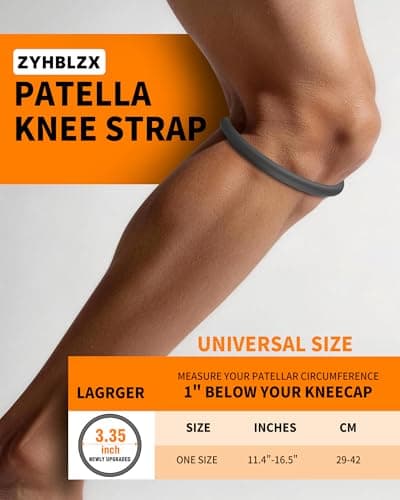 ZYHBLZX 2PCS Patella Band for Knee Pain Relief, Silicone Patellar Tendon Support Strap Brace for Basketball, Running, Jumpers Knee, Tennis, Tendonitis, Soccer and Hiking, Men and Women (Grey) - Thumbnail 4