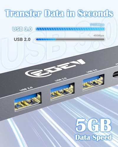 5 in 1 USB C Hub Multi-Port Adapter USB A 3.0 5Gbps Data Ports, 2X USB A 2.0 with PD 100W Charging, Type-C to HDMI Adapter 4K@30Hz Data Ports for PC, Desktop, Mac Book Air pro Dell and More (Silver) - Thumbnail 4