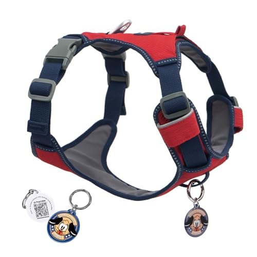 No Pull Dog Harness for Small Dogs & Puppies, Lightweight Escape Proof Adjustable Dog Harness with Pocket, Front & Back Clip, Reflective Soft Vest with ID Tag, for Running Walking, Red - Image 1