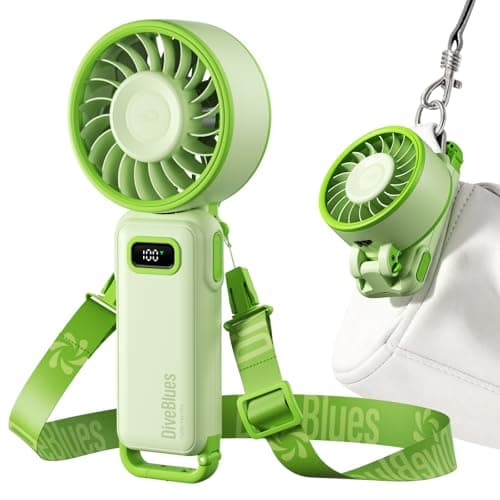 Diveblues Portable Turbo Fan, 100 Speed Handheld Fan with Strong Airflow, Foldable 4 in 1 Personal Fan for Neck, Desk & Travel, USB-C Rechargeable, Lightweight for Summer, Concerts & Outdoor Use - Image 1
