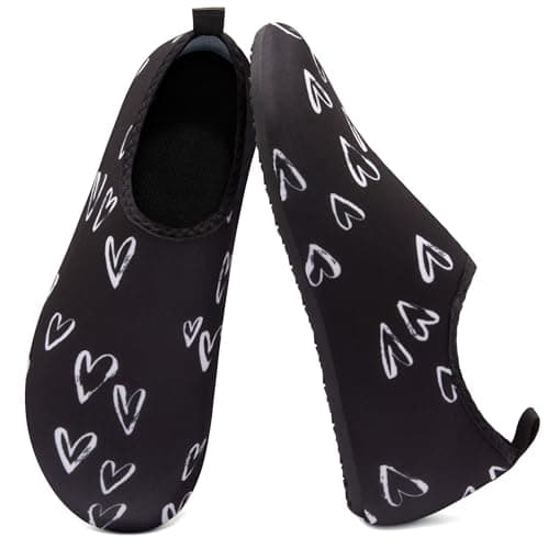 Metog Unisex Water Shoes Quick-Drying Beach Aqua Shoes for Women Men Black Heart-Shaped 9-10 W/ 8-9 M US - Image 1