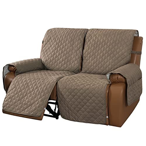 MeilleMaison Recliner Sofa Slipcover Couch Covers for 2 Cushion Couch, Non Slip Reclining Loveseat Cover with Elastic Straps, Kids, Dogs, Pets (2 Seater, Taupe/Beige) (MMCLKR02C2) - Image 1
