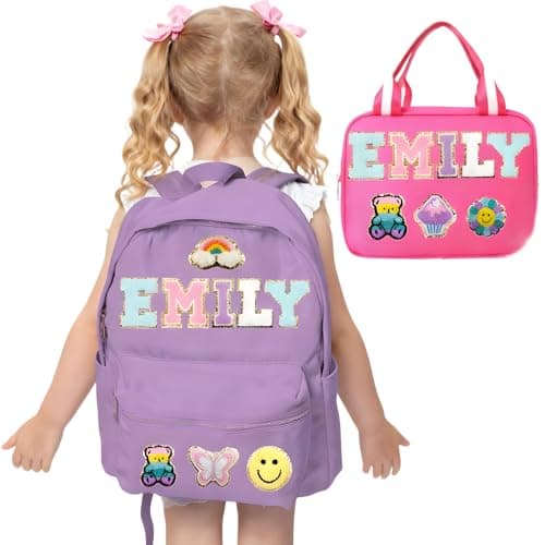 ROSLILY Custom Backpack Lunch Bag for Girls Boys Personalized Back To School Backpack With Name Patch Custom Nylon School Backpack for Students Birthday Christmas - Image 1