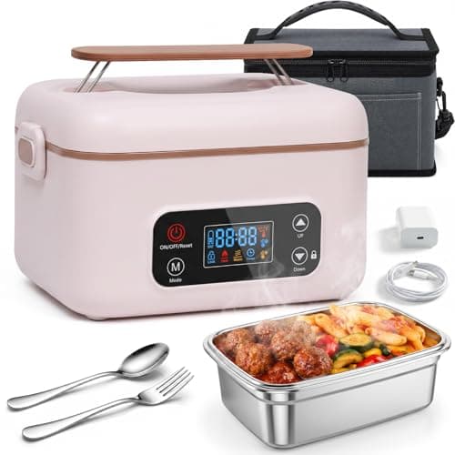 MISS BIG Heated Lunch Box for Adults, Electric Lunch Box for Men, White