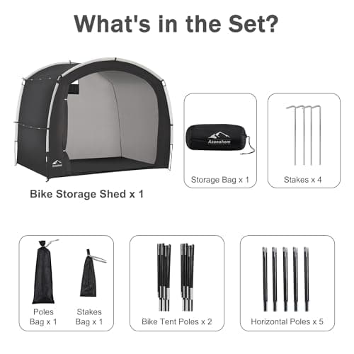 Bike Storage Shed Tent, Outdoor Bicycle Storage Shed, Waterproof Portable Bike Covers Shelter, 7.2x4.9x6.1ft Large Garage Tent for Motorcycle, Garden Tools, Lawn Mower - Thumbnail 6