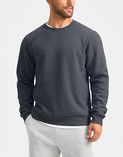 G Gradual Sherpa Lined Sweatshirts for Men Fleece Crewneck Sweatshirt Pullover Warm Shirts for Winter, Heather Dark Grey, XX-Large - Thumbnail 2